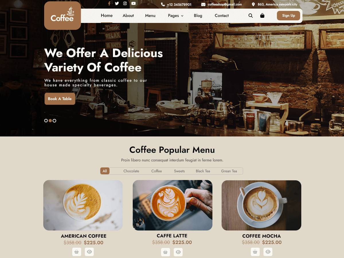 Cafe Elementor WordPress Theme