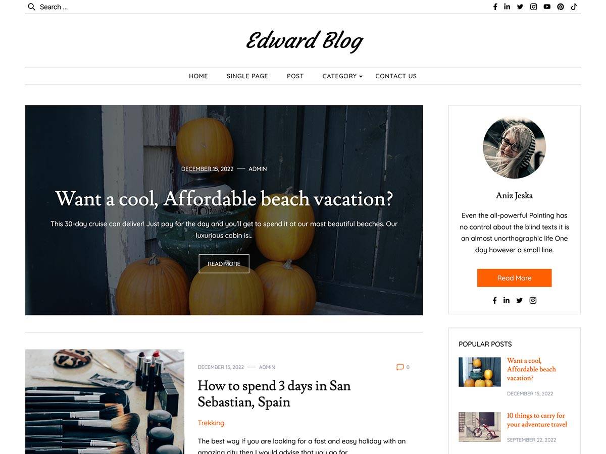 Edward Blog WordPress Theme