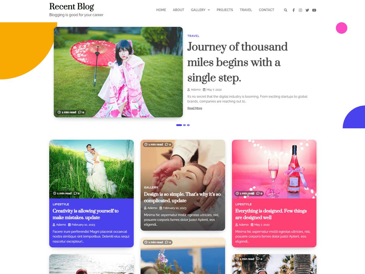 Recent Blog WordPress Theme
