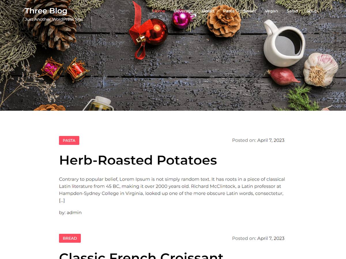 Three Blog WordPress Theme