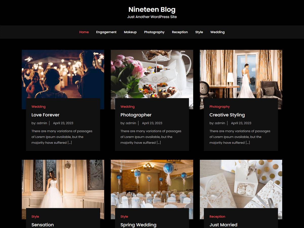 Nineteen Blog WordPress Theme