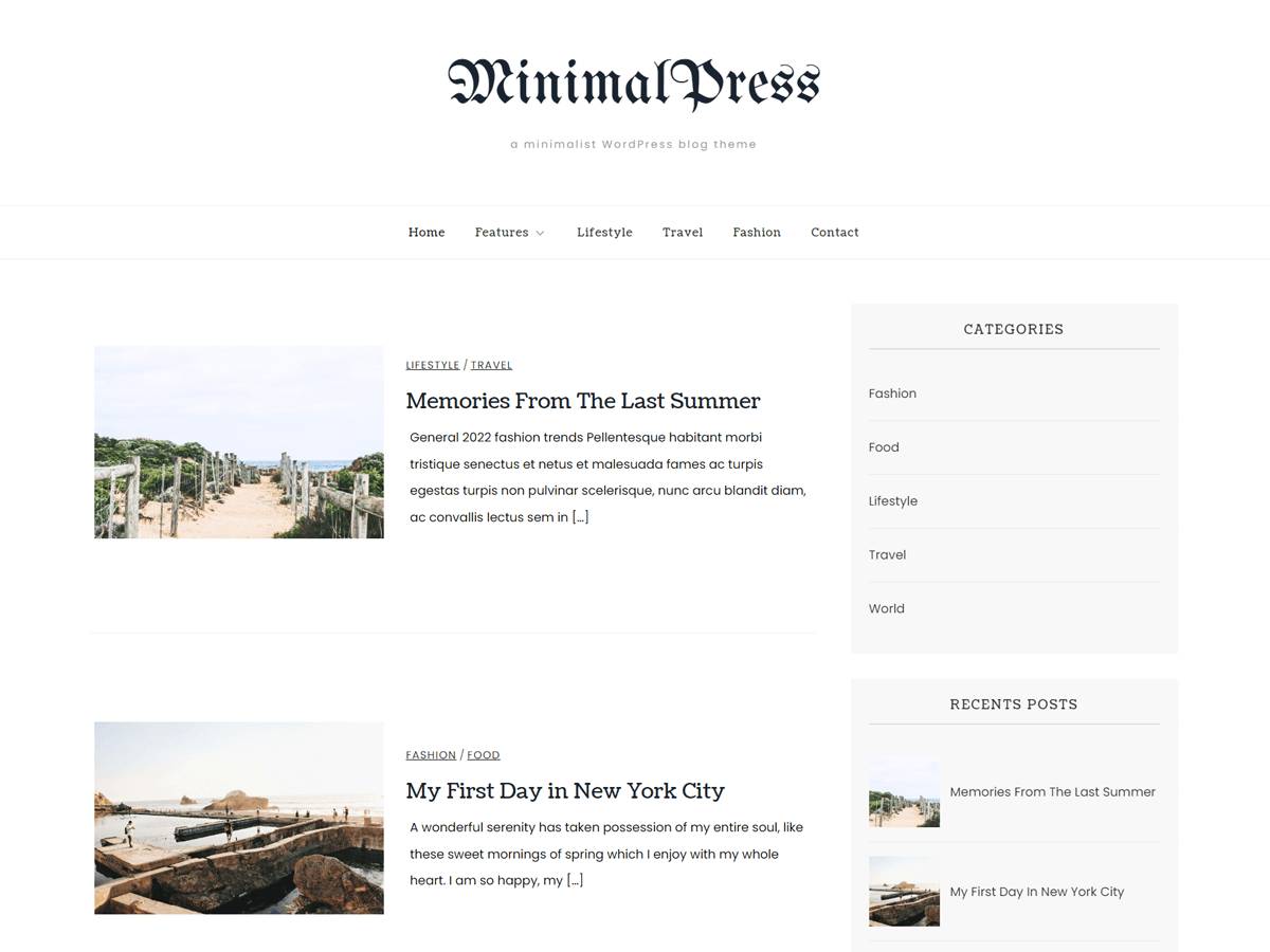 MinimalPress WordPress Theme