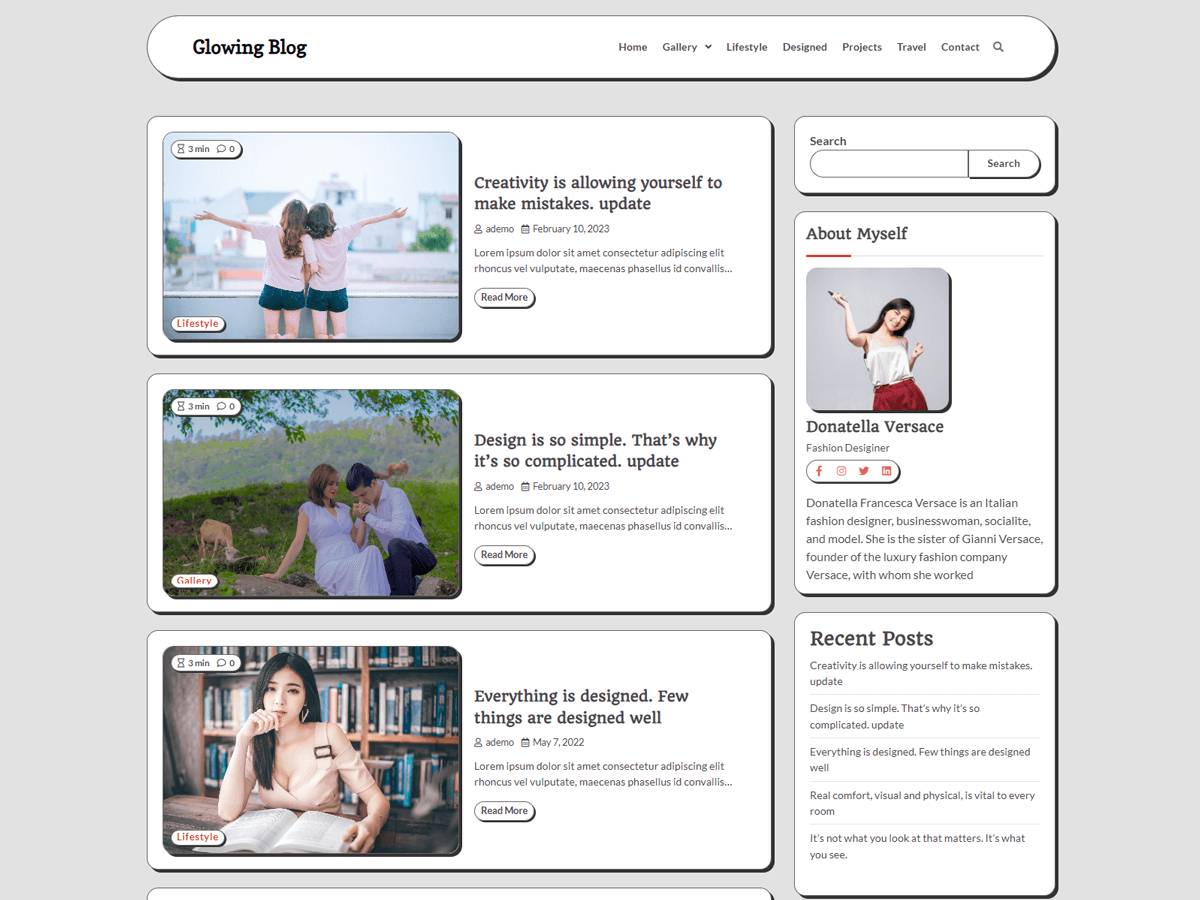 Glowing Blog WordPress Theme
