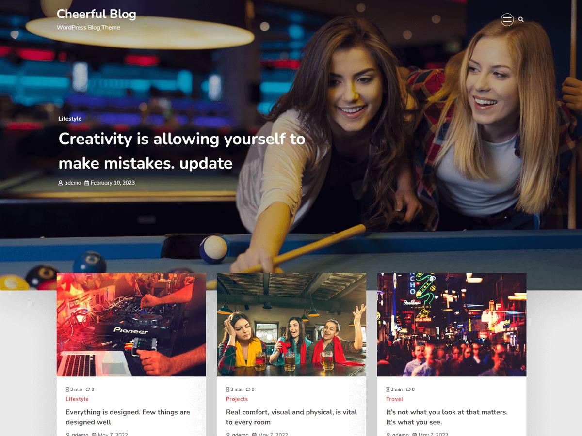 Cheerful Blog WordPress Theme