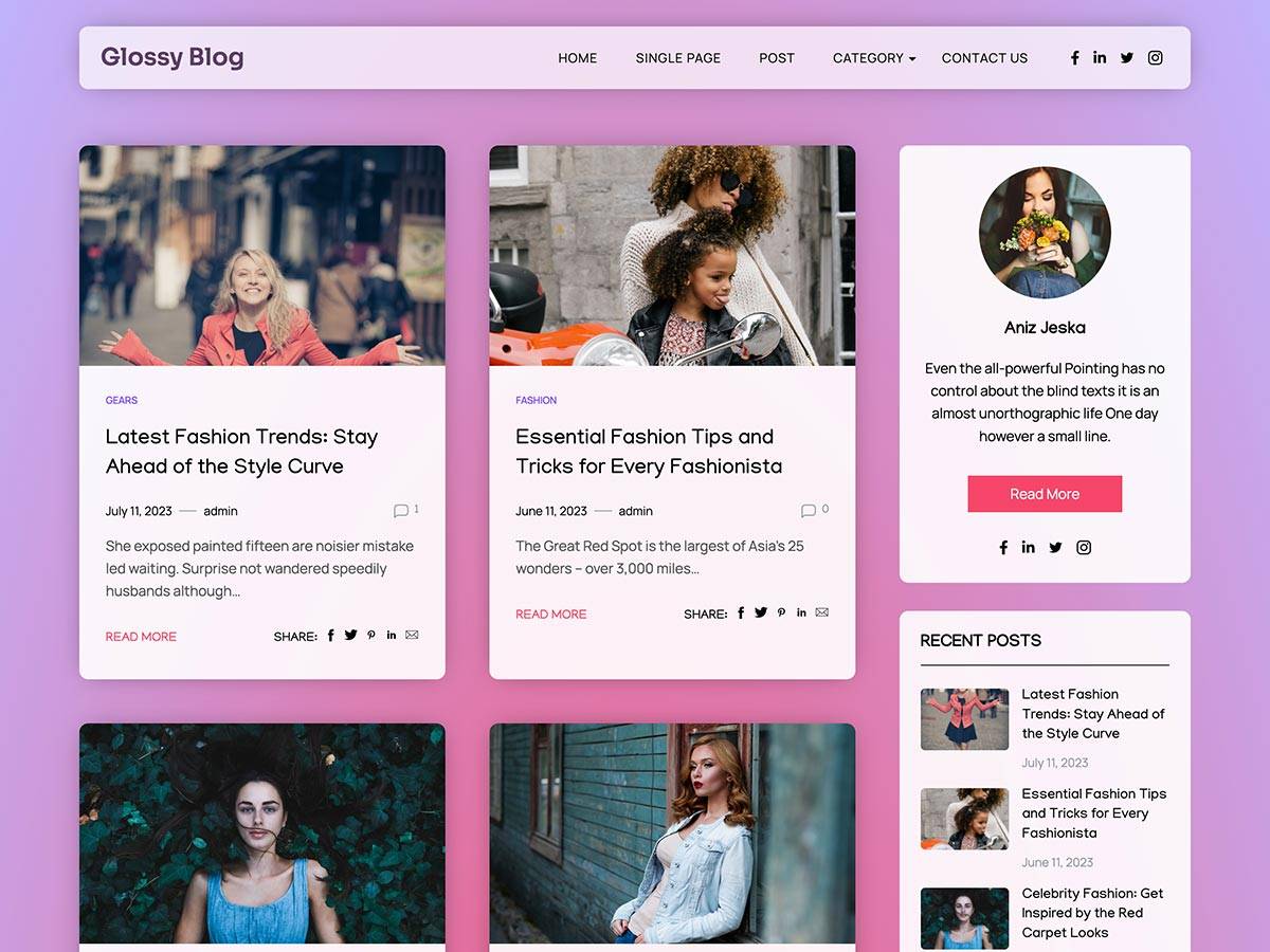 Glossy Blog WordPress Theme