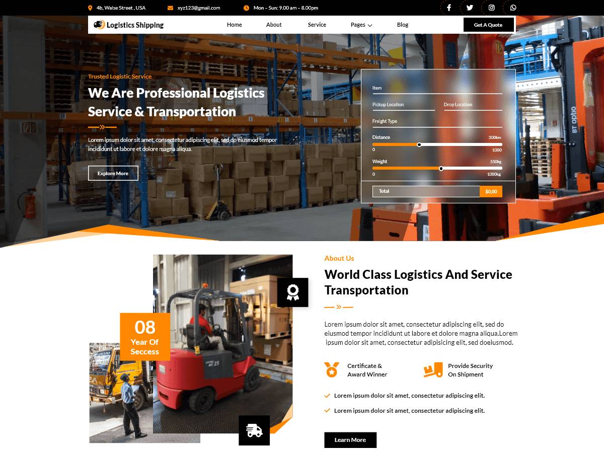 VW Logistics Shipping WordPress Theme