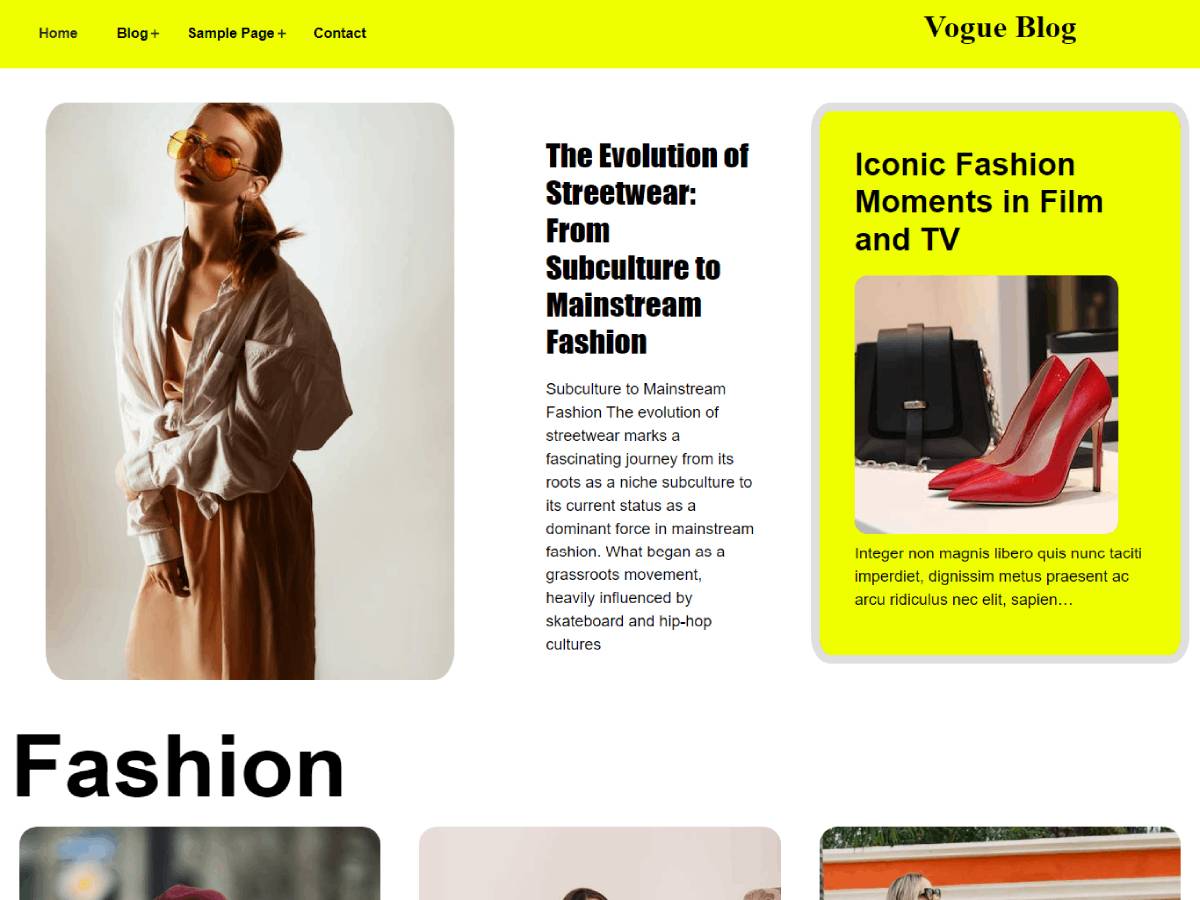 Vogue Blog WordPress Theme