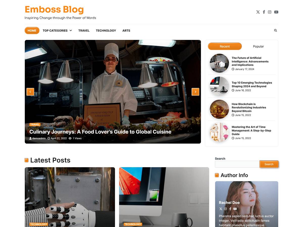 Emboss Blog WordPress Theme