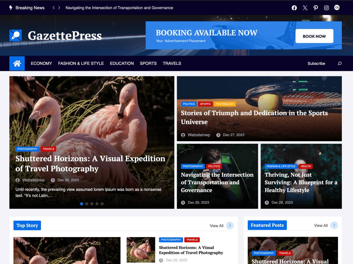 GazettePress patterns news WordPress Theme