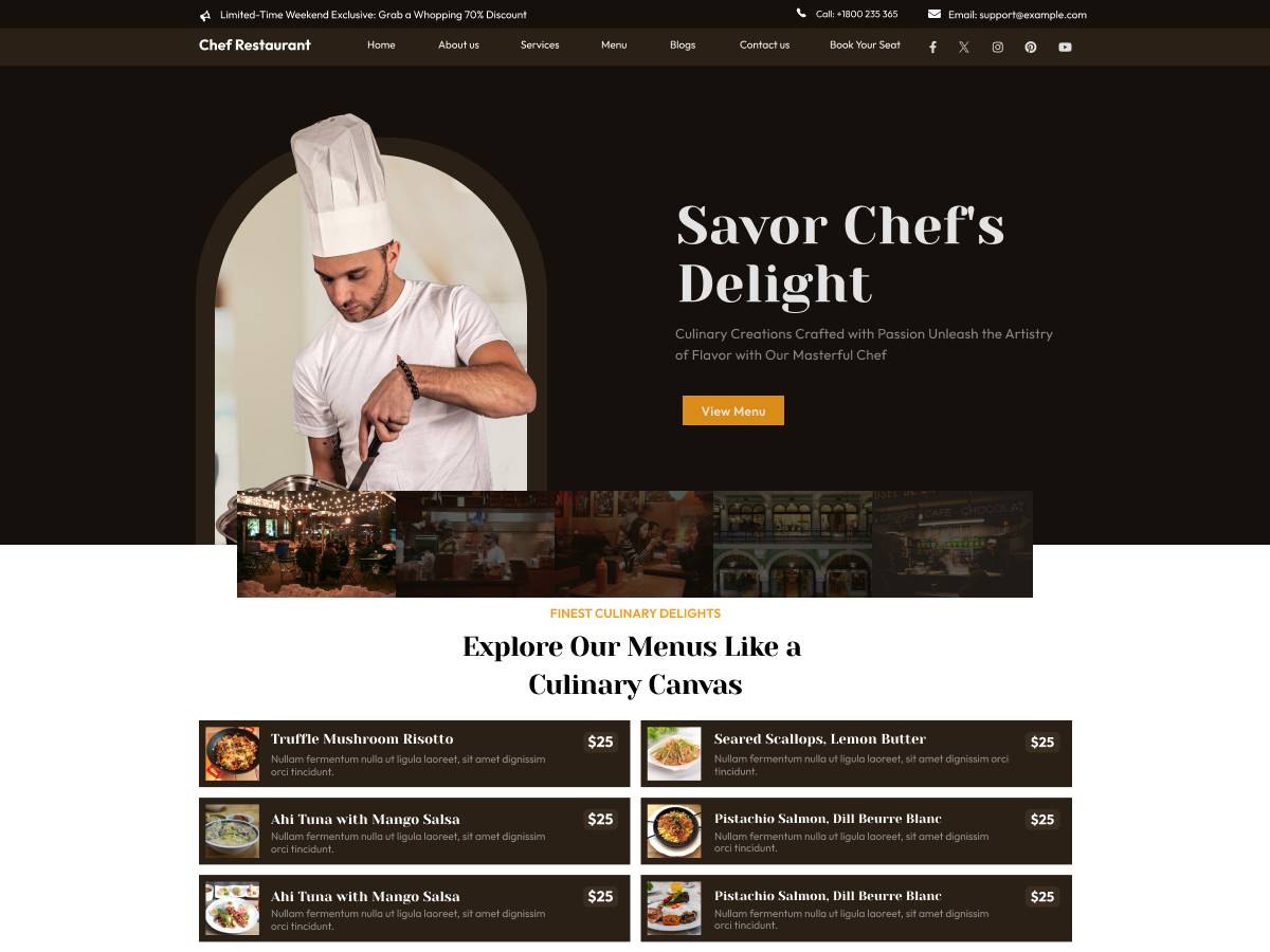 Restaurant Chef catering service WordPress Theme