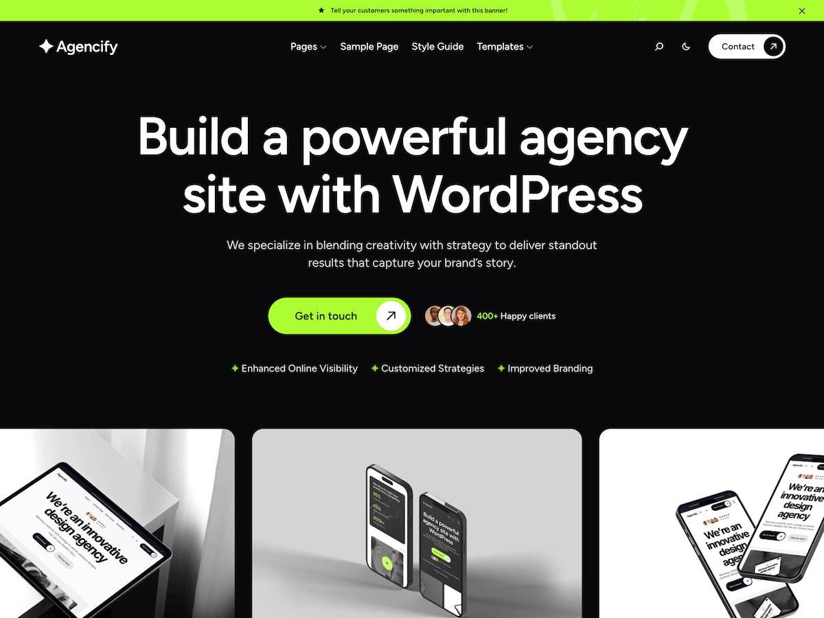 Agencify agencies freelancers WordPress Theme