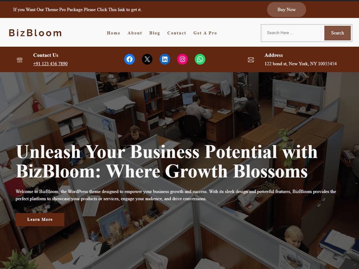 BizBloom block entrepreneurs WordPress Theme