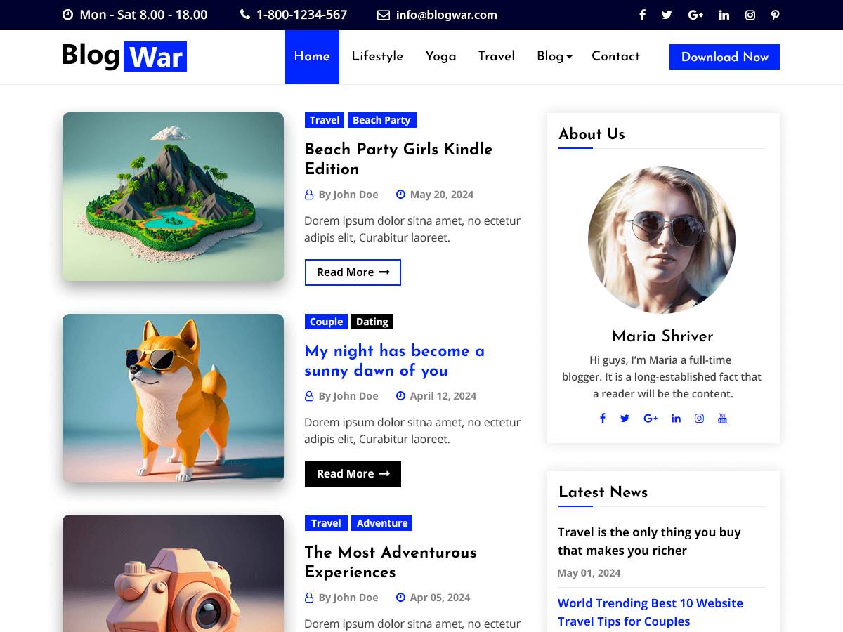BlogWar elementor news WordPress Theme