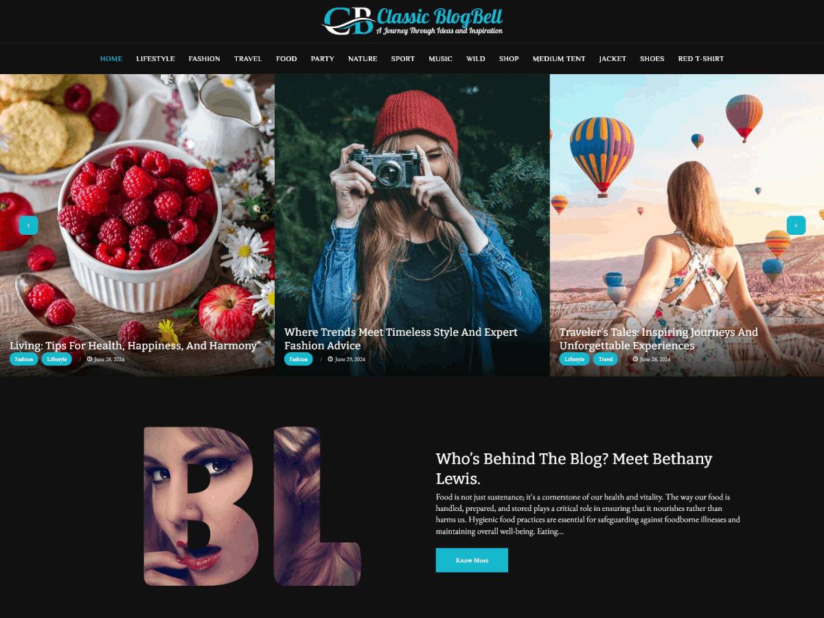 Free Classic BlogBell WordPress Theme