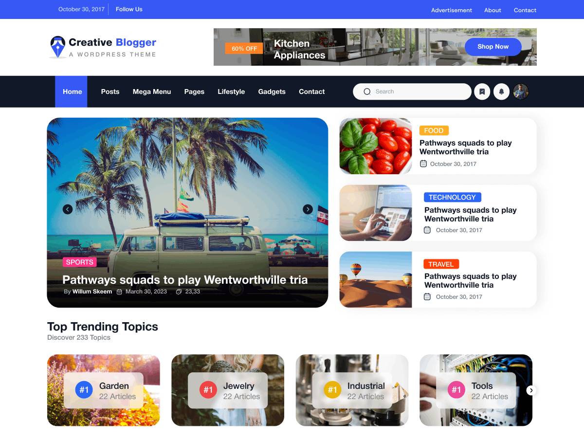 Free Creative Blogger WordPress Theme