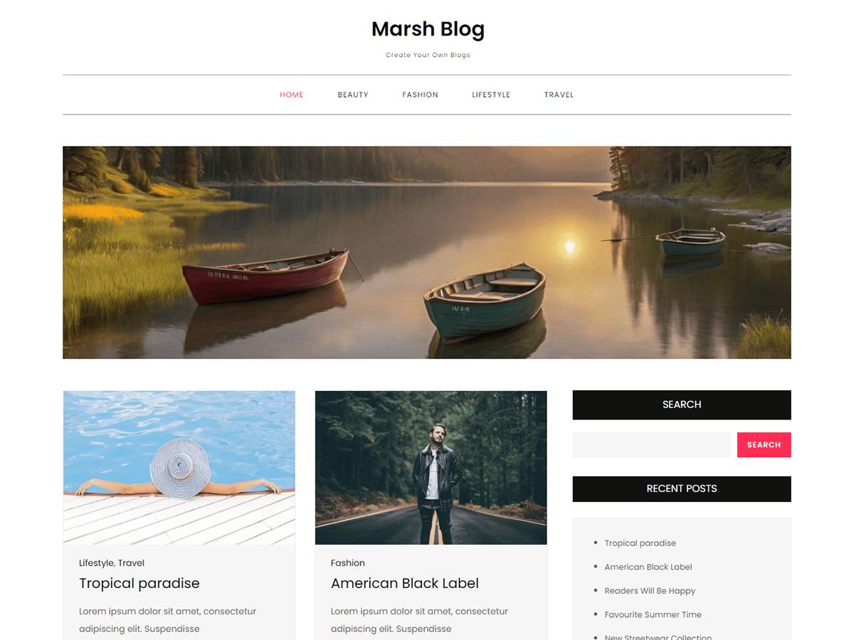 Free Marsh Blog WordPress Theme
