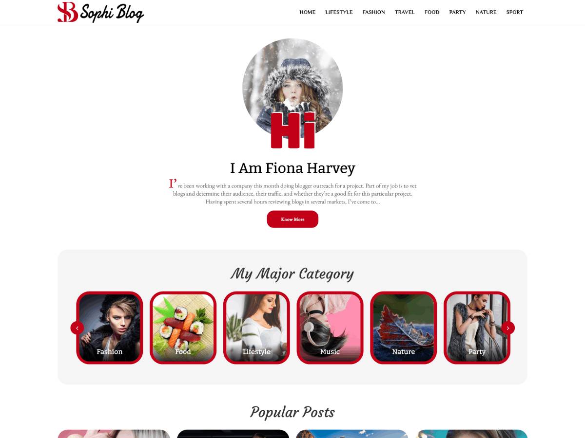 Free Sophi Blog WordPress Theme