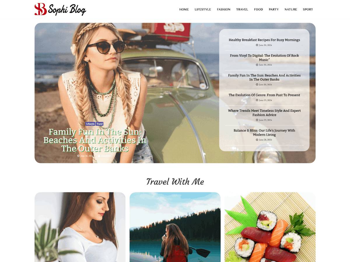 Free Sofi Blog WordPress Theme