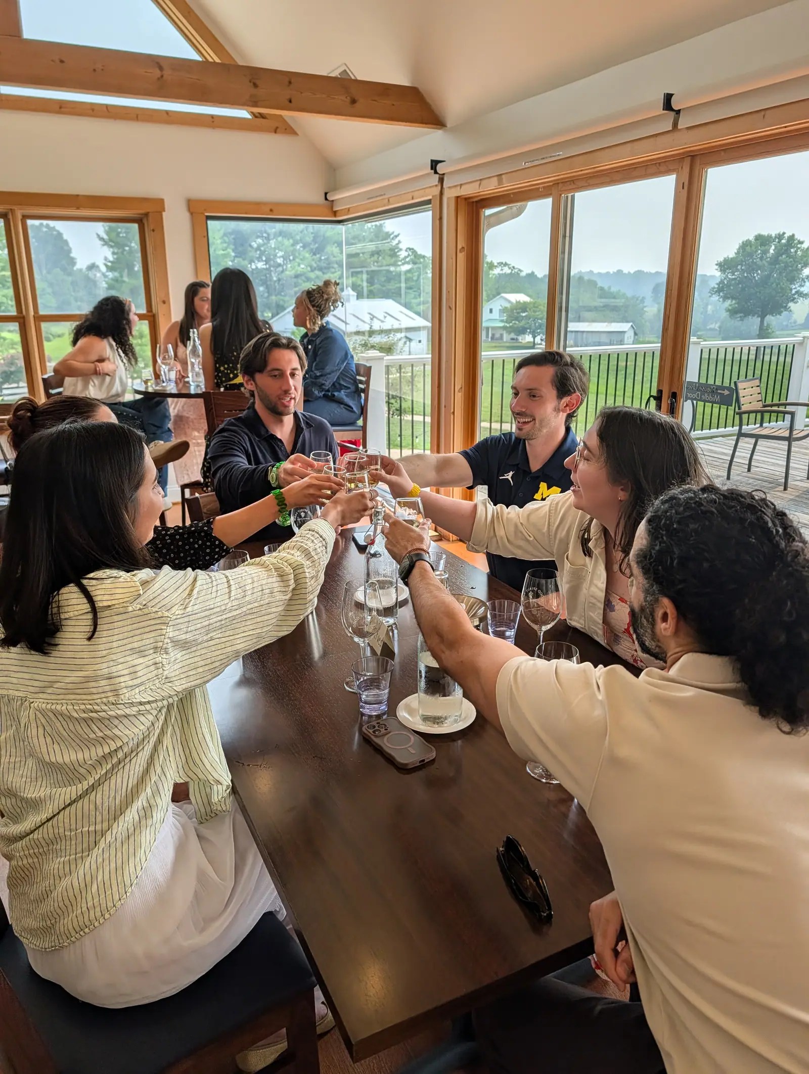 Guests raising their glasses in a toast