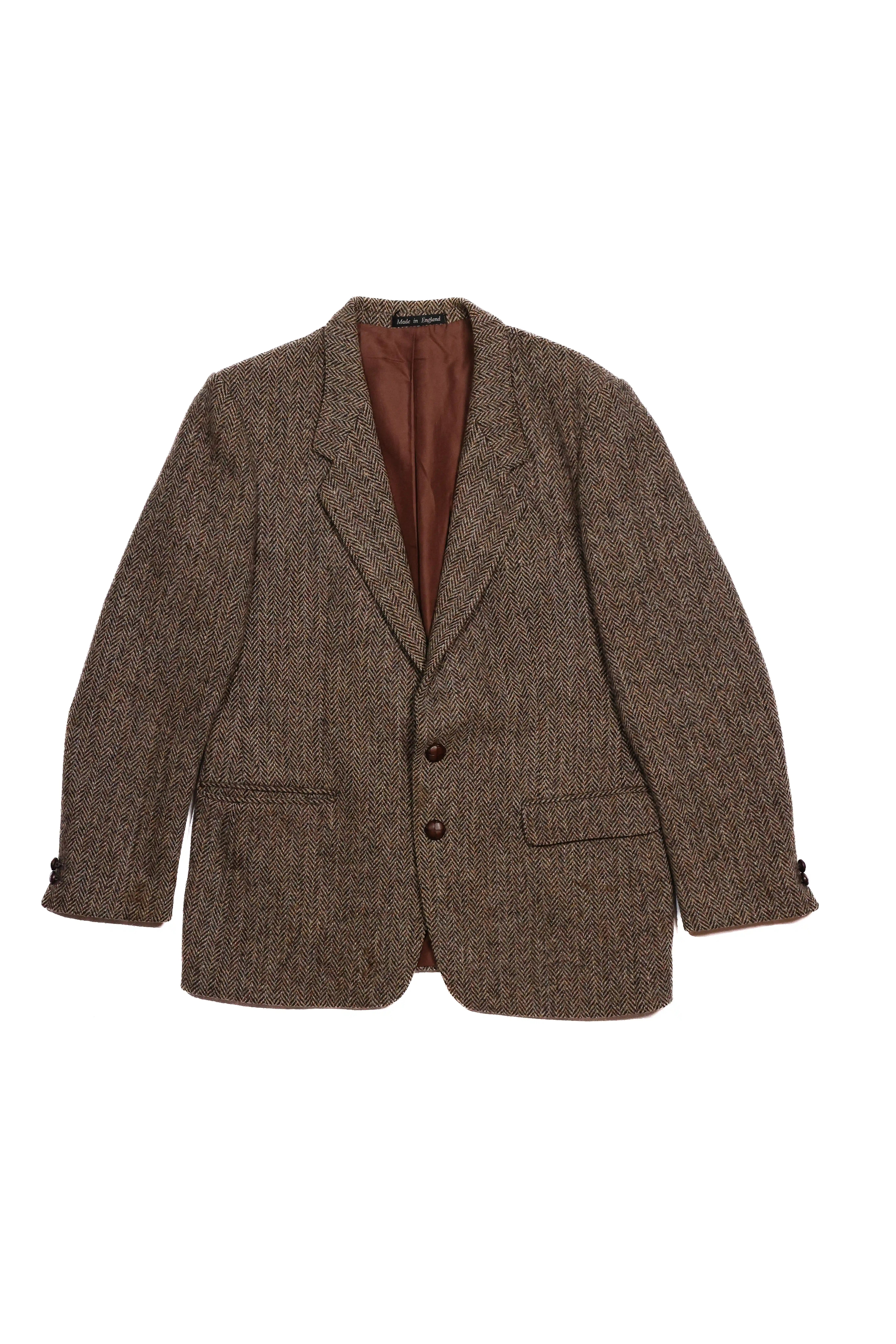 Harris Tweed Check Blazer, Brown - L