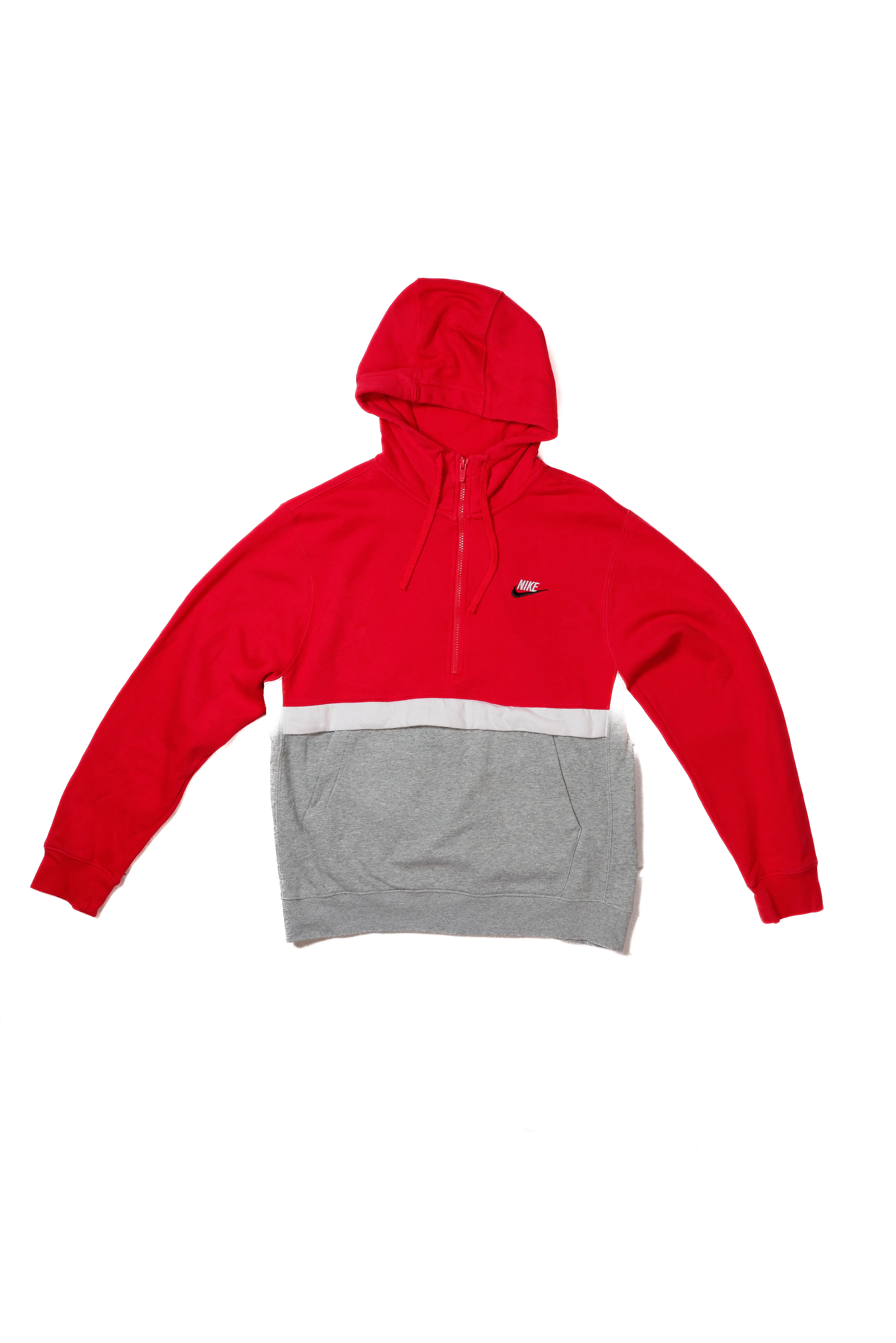 Nike 1/4 Zip Hoodie, Red and Grey - M