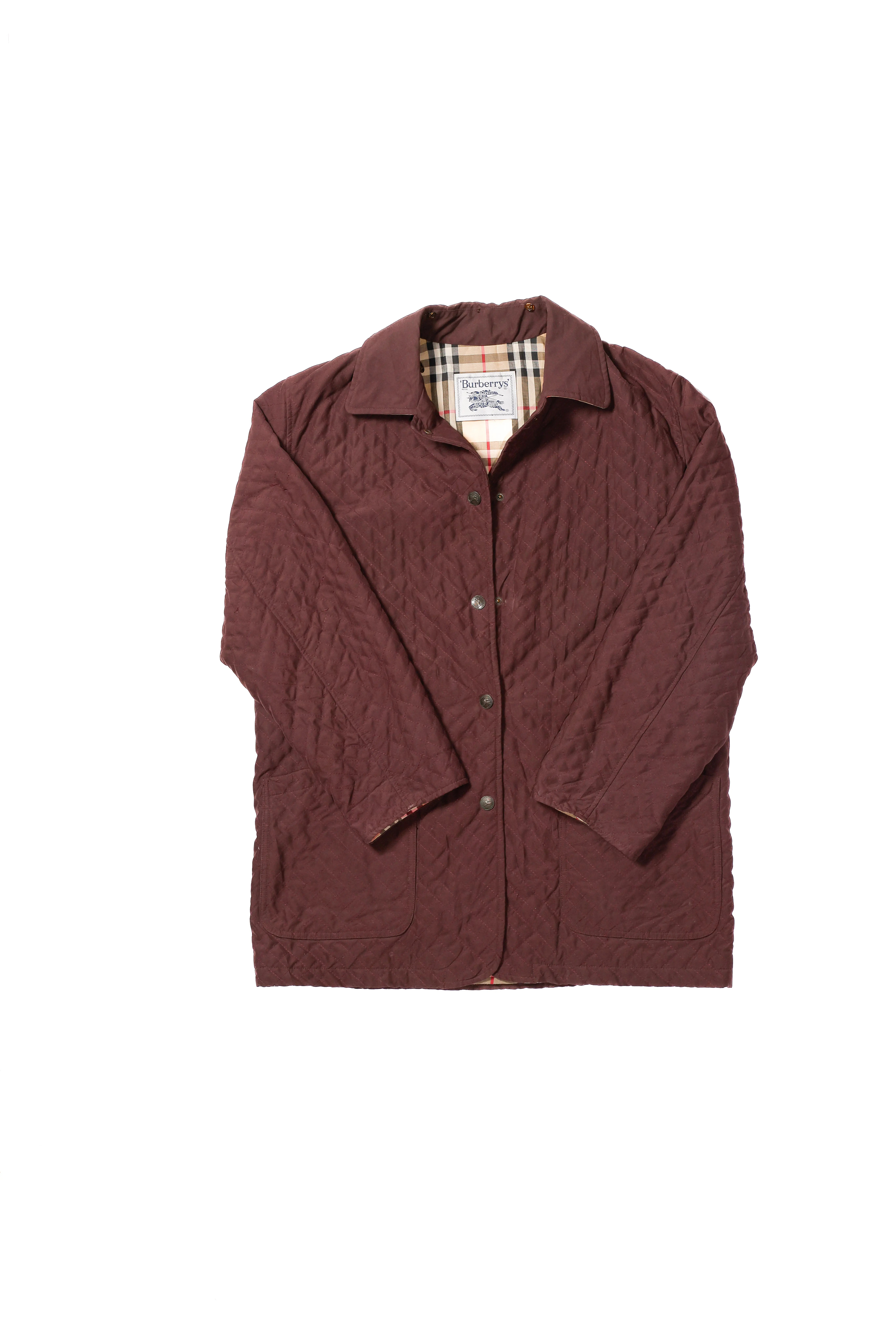 Burberry Quilted Jacket, Burgundy - 34 1/2