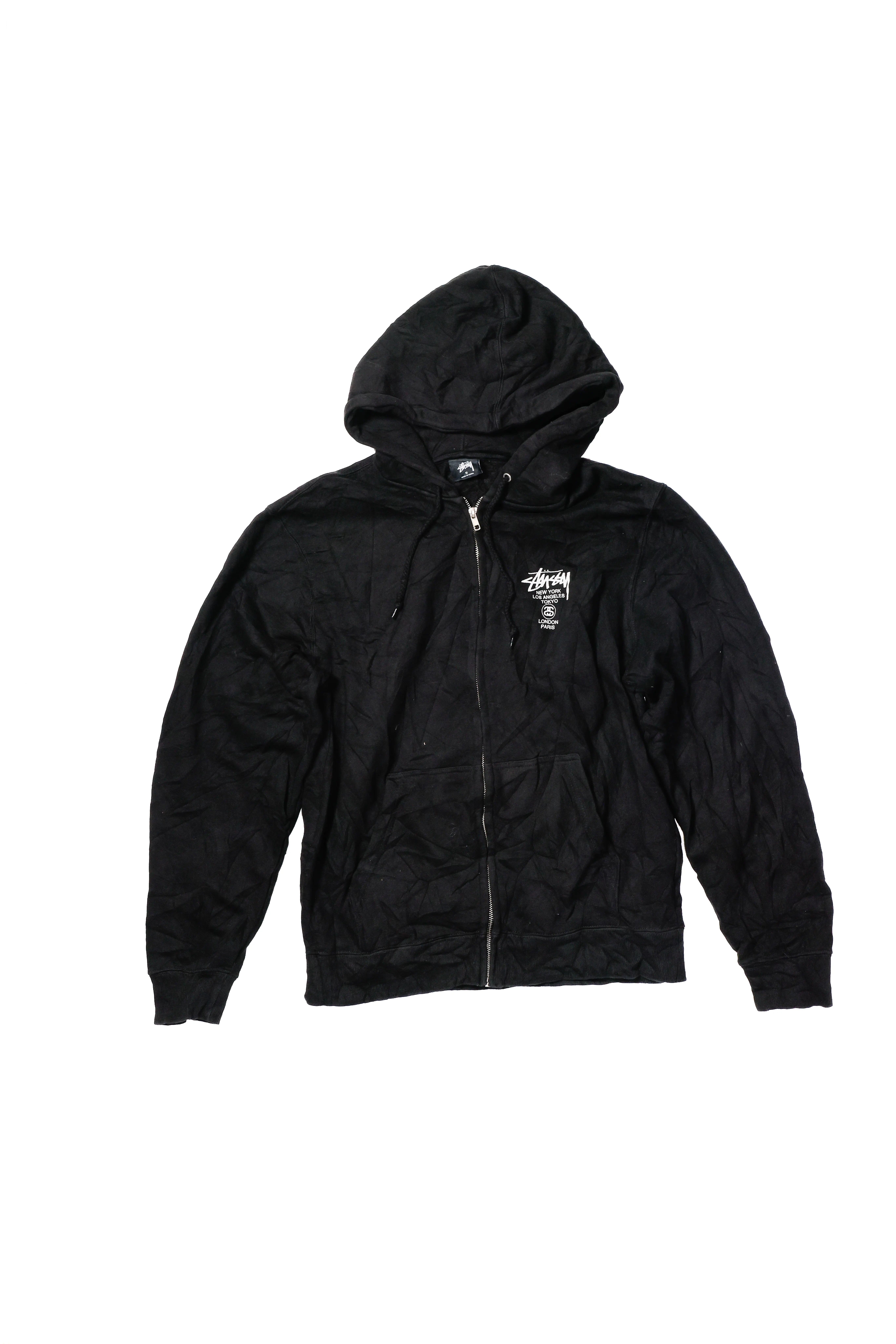 Stussy Zip-Up Hoodie, Black - S
