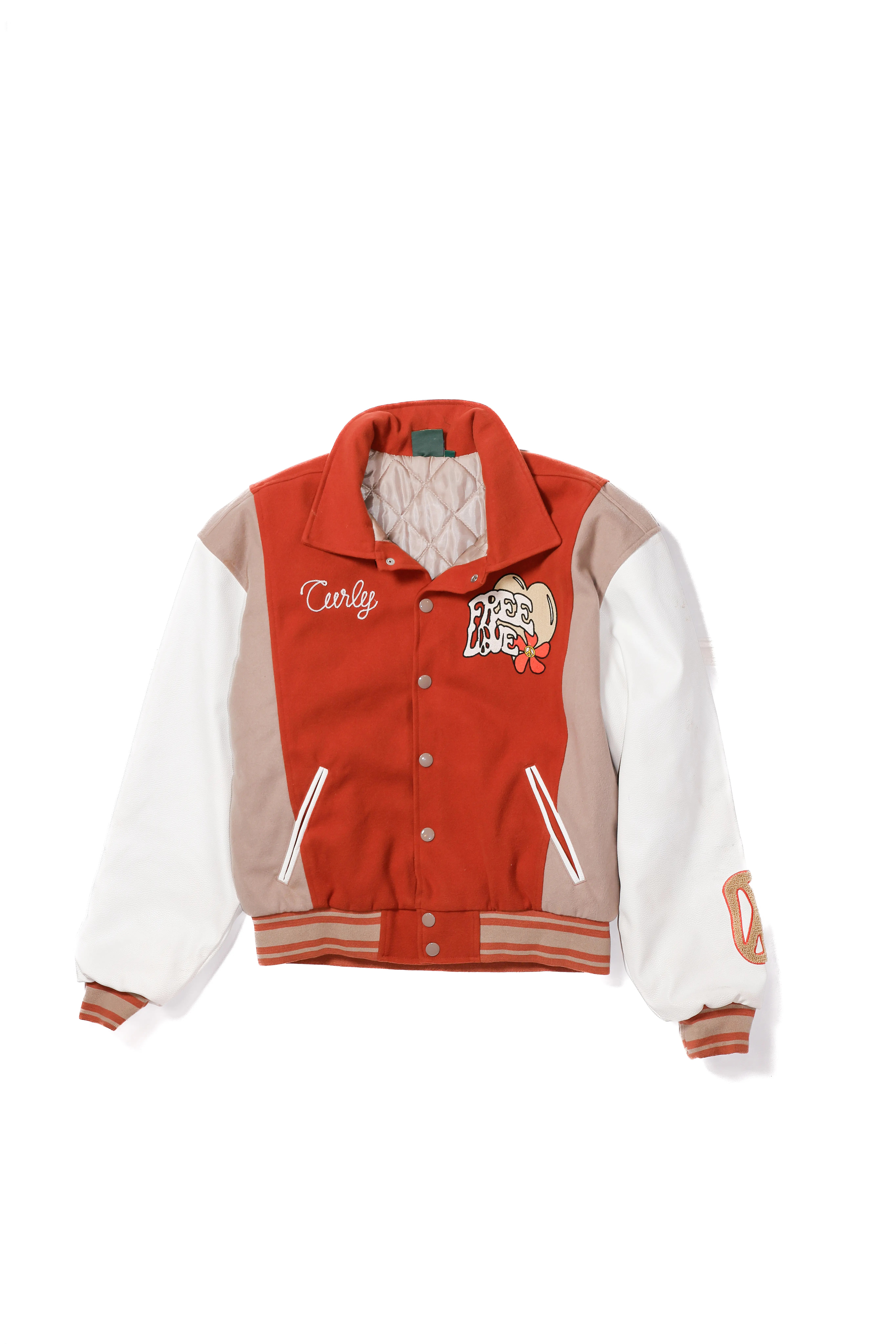 Jaded Man and Curly Fry Varsity Jacket, Orange - M