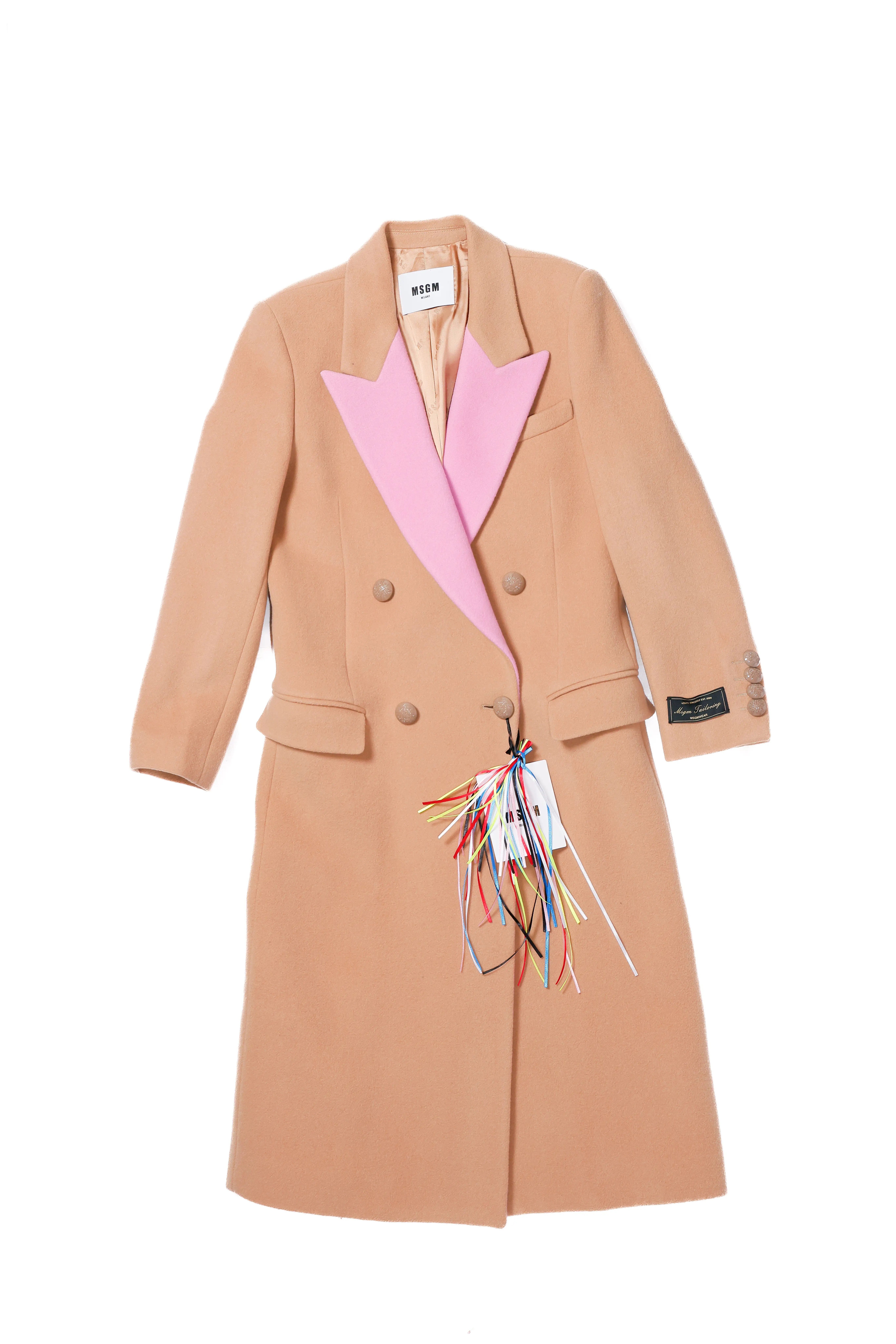 MSGM Trench Coat, Camel and Pink