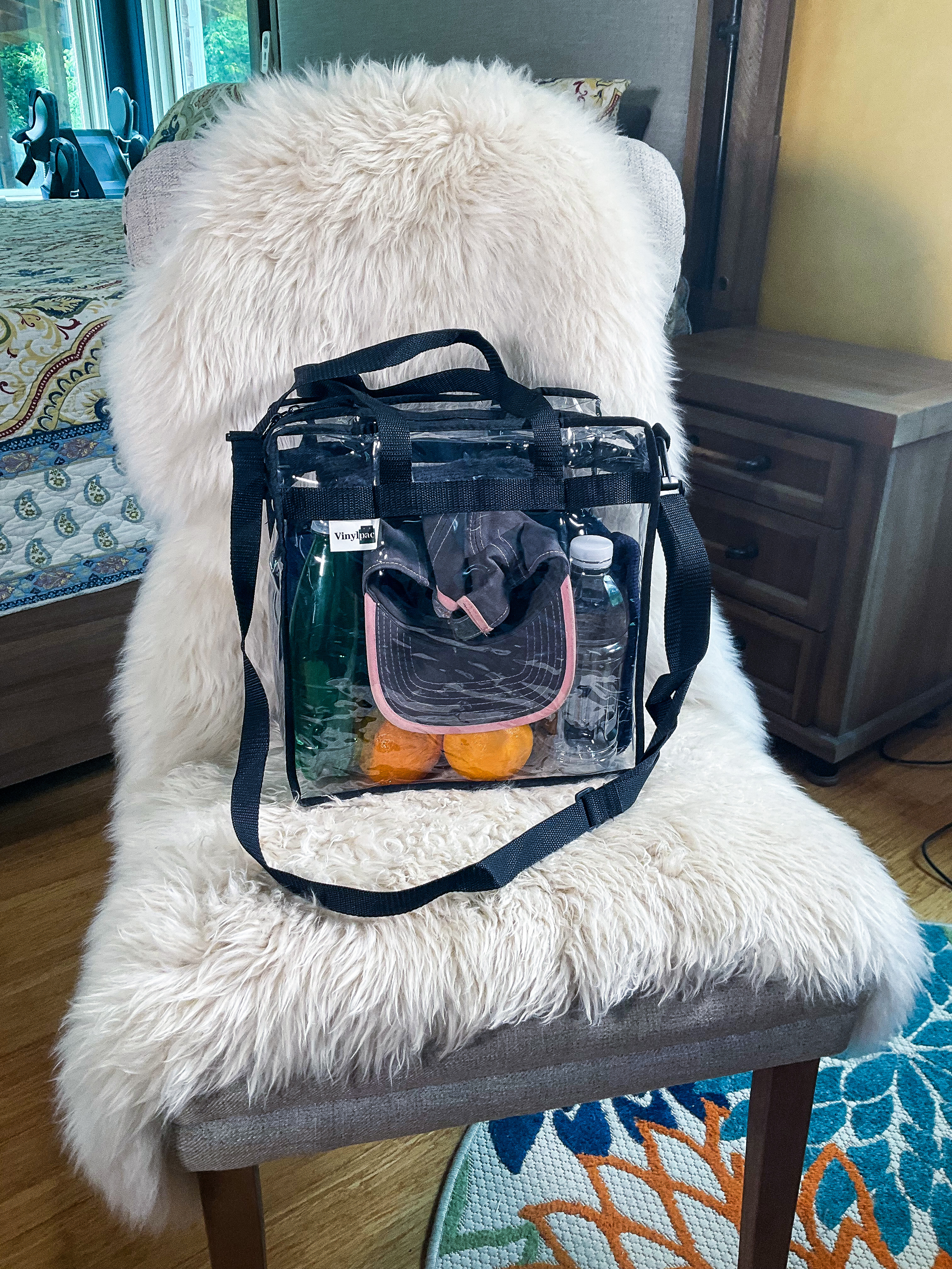 Max Stadium Approved Size Clear Tote Vinyl Bag with Double Zipper