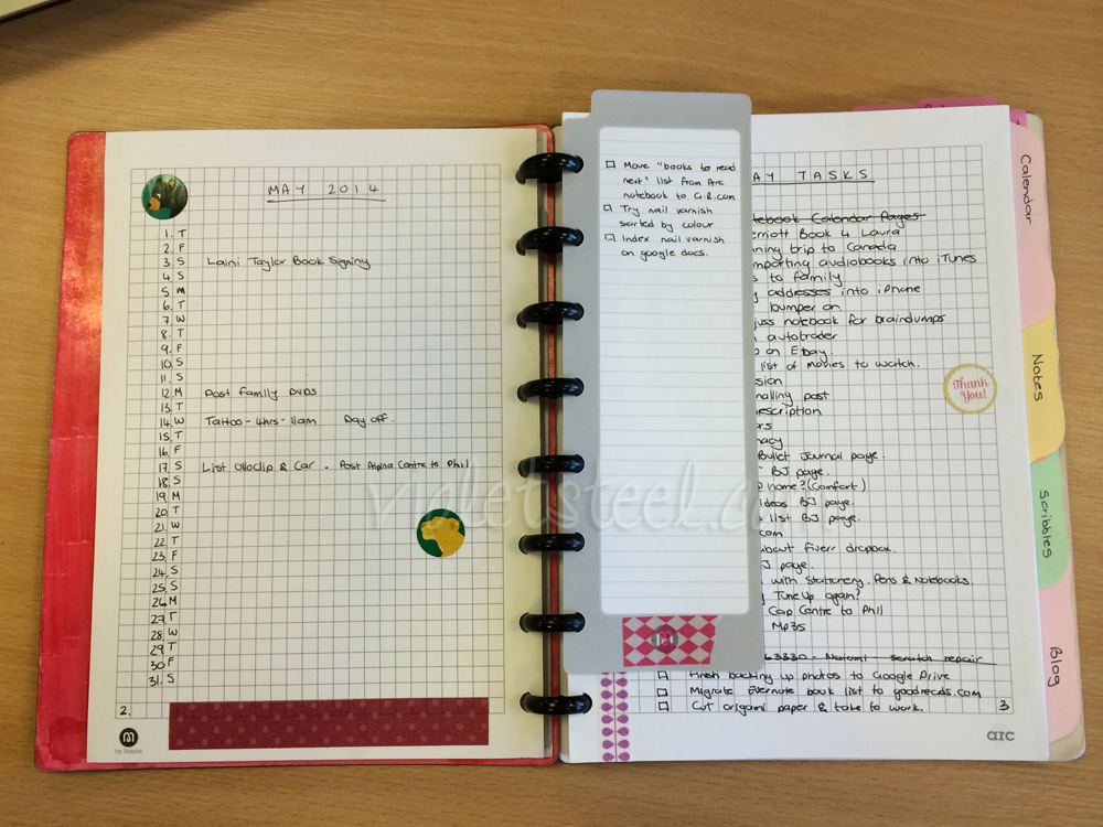 Here is the smaller insert page from the front that contains the overflow from my May task list. Is this gets to full I will migrate it to a proper page later in the sequence. (Probably as I should have from the start)