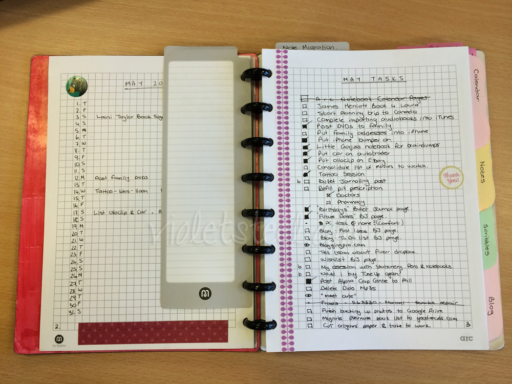 Here is my May calendar and task list, as you can see my list is already really long and because I has already filled in the next 2 page spread I decided to move onto a smaller insert page (See next image too)