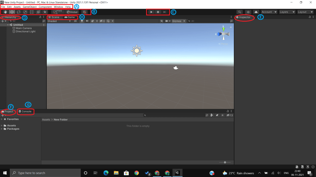 Unity Editor default view