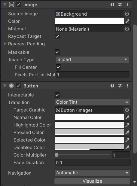 UI image and button component attached to the default button