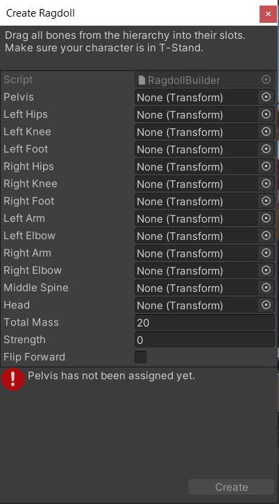 Create Ragdoll window in Unity