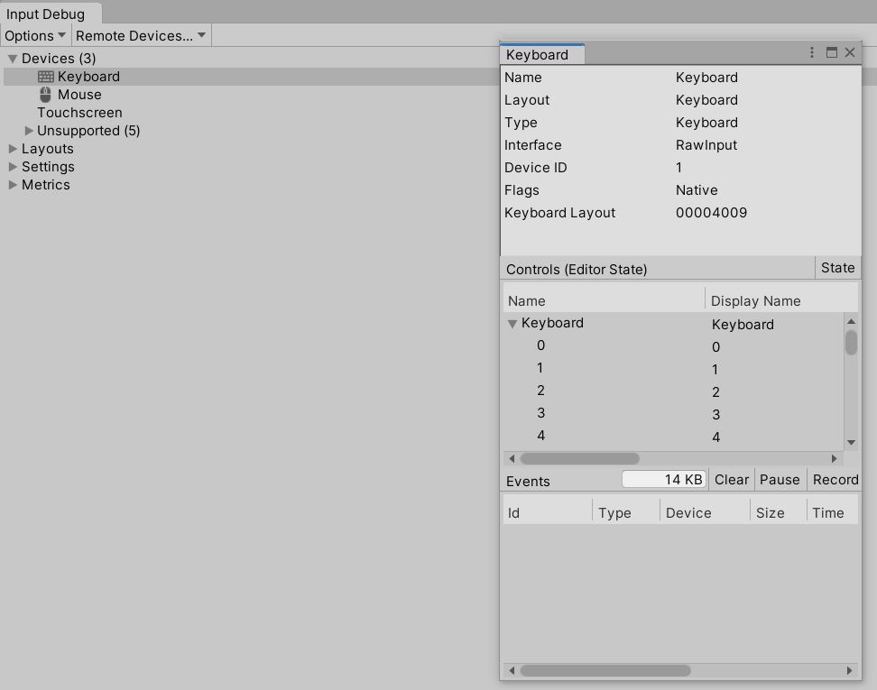 Unity Input debugger Window