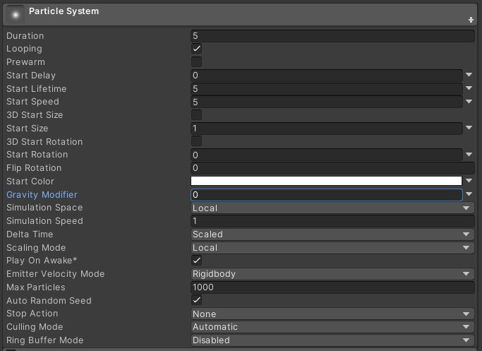 Unity particle system component