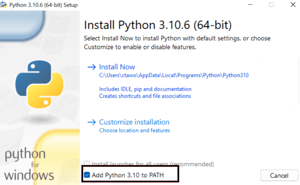 Python Installer Window