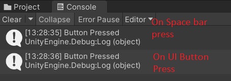 Debug log with space bar and UI button