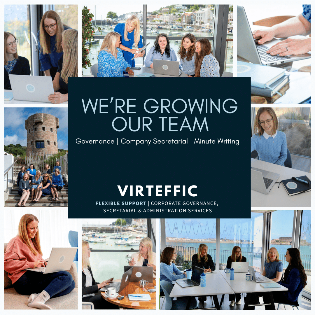 Virteffic team working together as part of its flexible governance and company secretarial team
