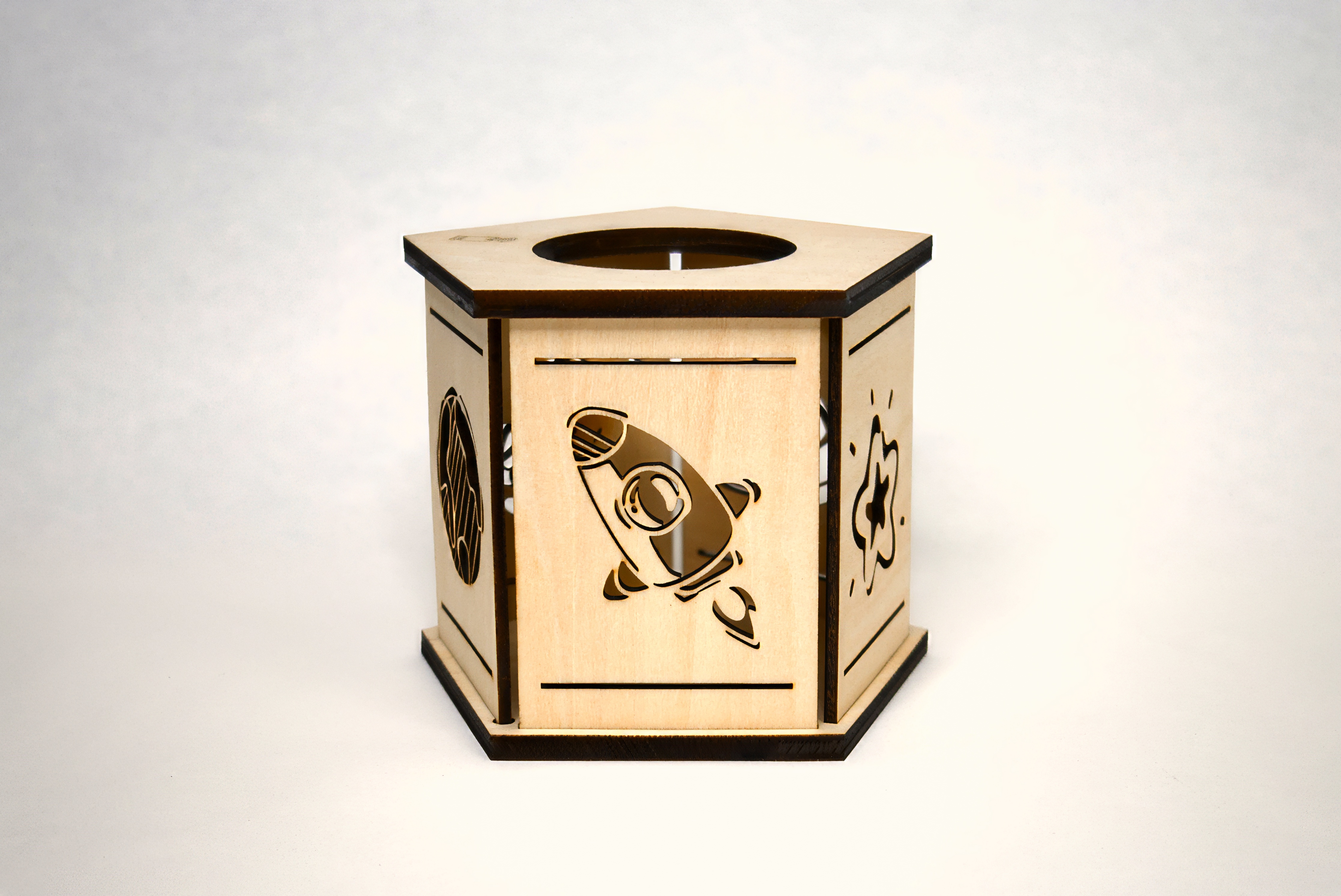 Space tealight portal tag - front