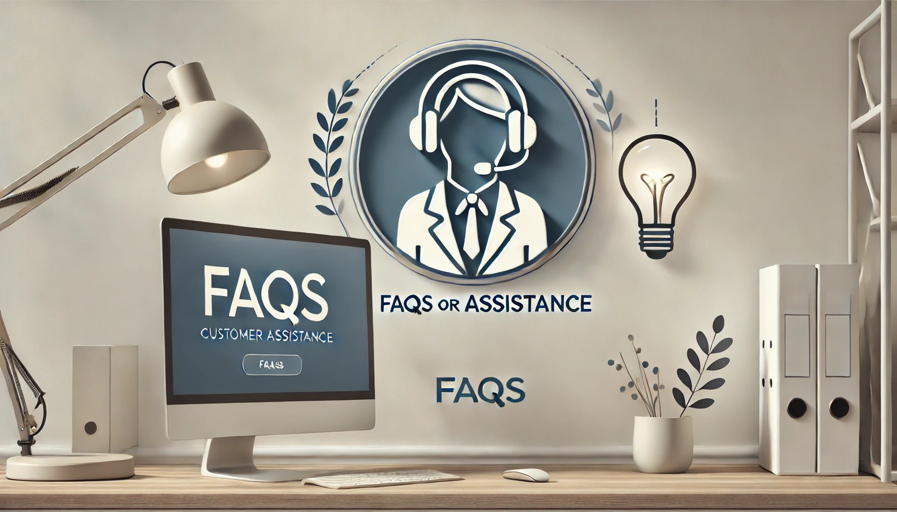 A headset icon symbolizing customer service or a helpful representative at a desk.