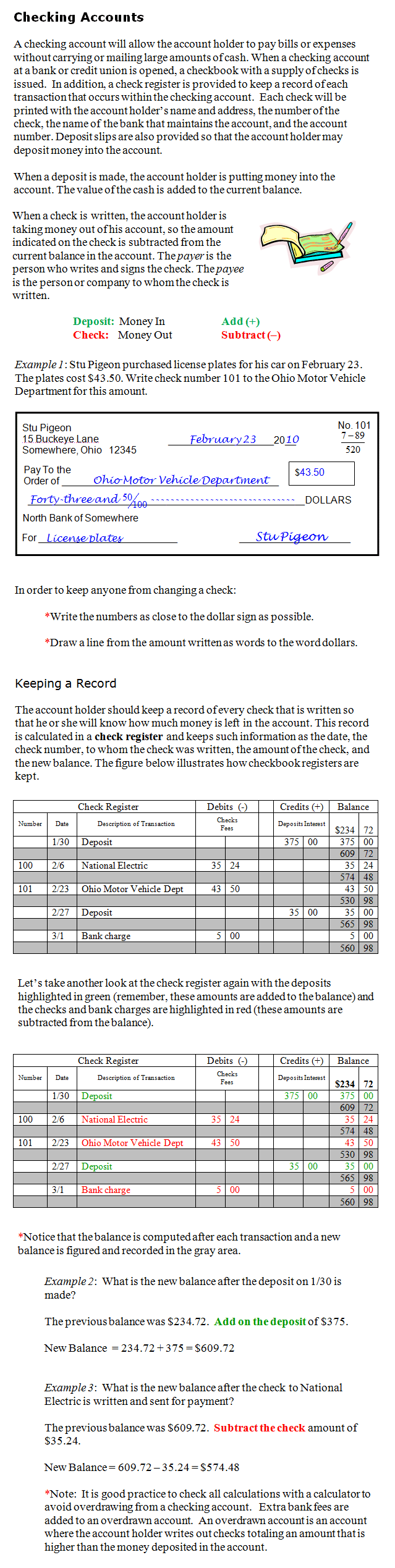 Whole numbers and decimals, addition and subtraction