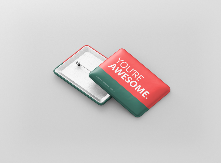 Perfect free round pin button mockup. Rectangle Badge Button Mockup Premium And Free Mockups