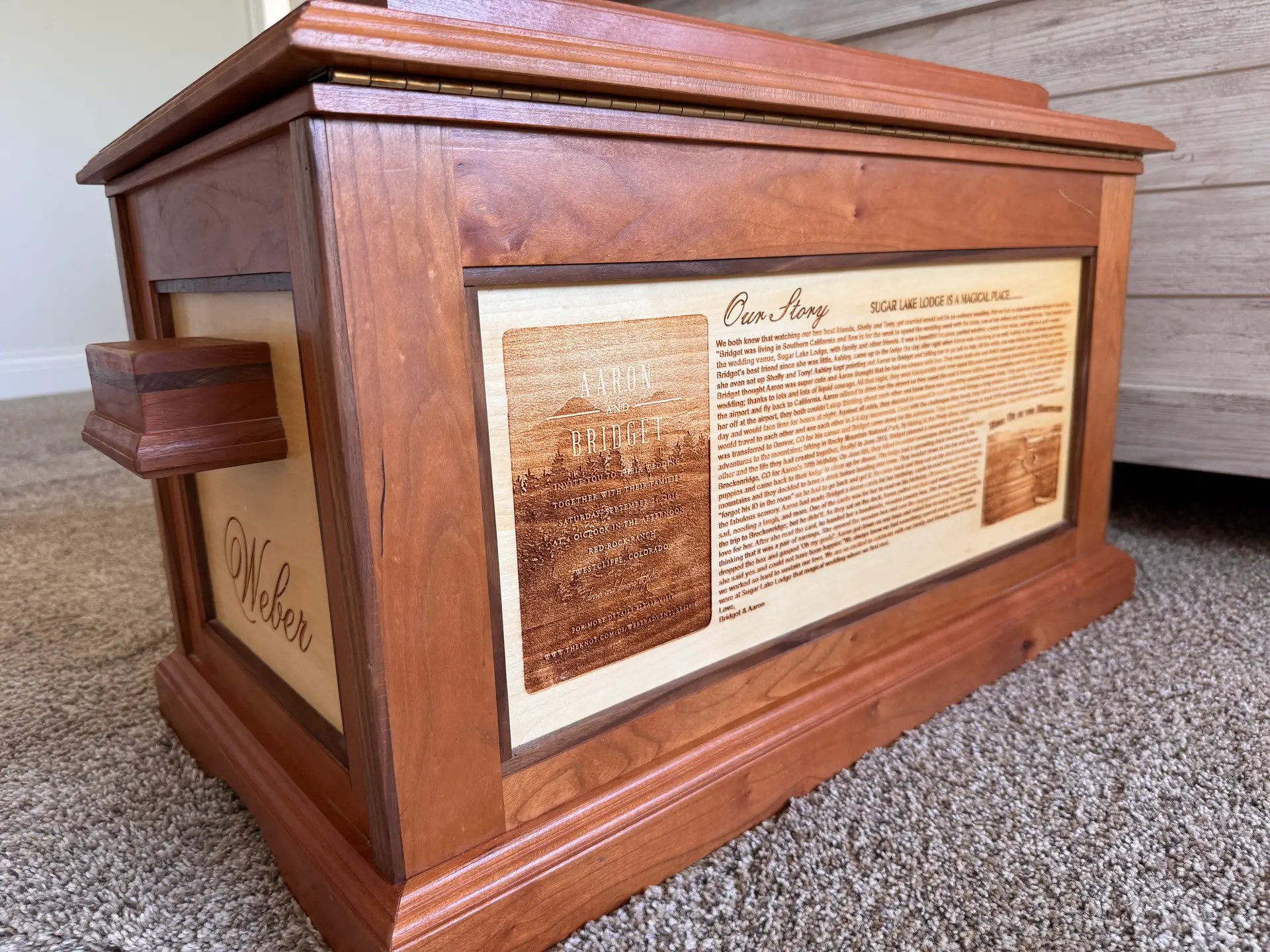 custom hope chest message engraved on the back