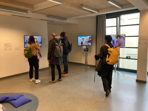 Visitor's watching Piotr Goldstein's and Jan Lorenz's "Active (citizen) - Can anyone be an activist?"