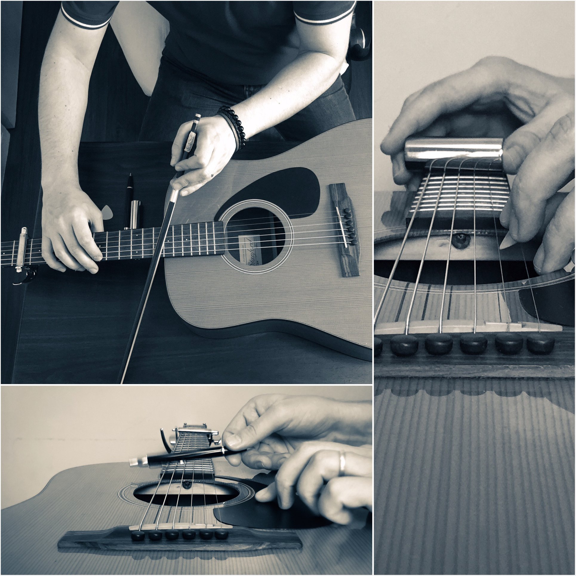 Bowing and plugging an acoustic guitar for the Kontakt library MORPHED.