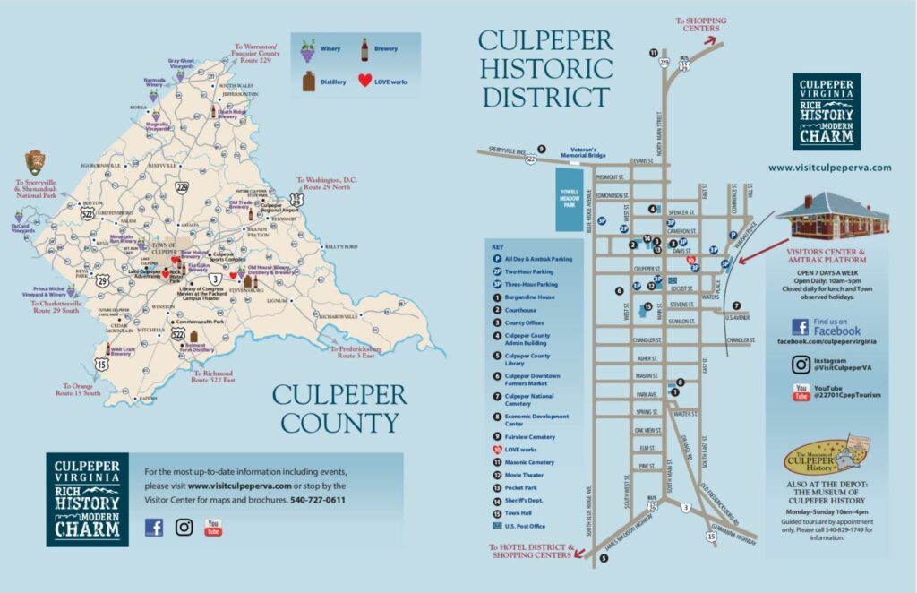 Town Of Culpeper Water The Best Things To Do In Virginia Map Front Only.