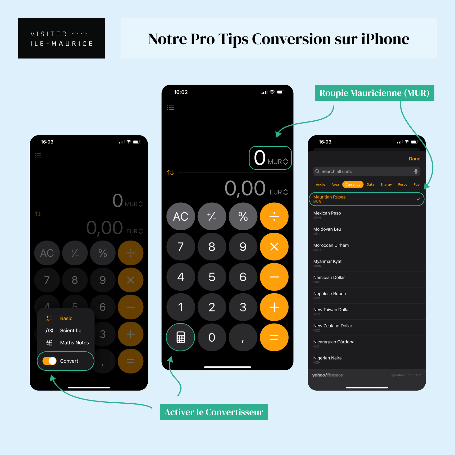 Convertisseur Roupie Mauricienne iPhone MUR