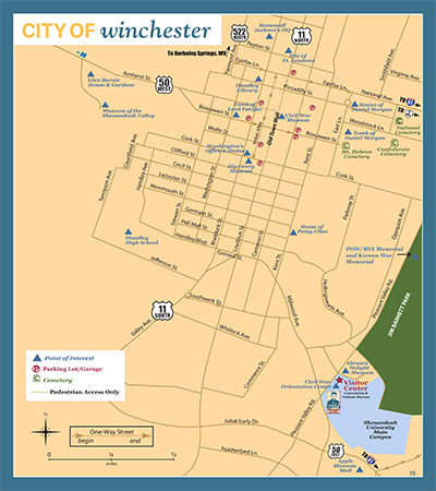 One local gives recommendations for places to go, food to eat, and things to do in richmond, virginia. CityofWinchesterMap - Winchester-Frederick County